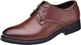 Casual Plain Toe Oxfords Shoes Men Comfortable Business Formal Shoes Mens Dating Oxfords Arch Support Walking Derby Shoe Lace up Matte Leather Dress Shoe Low Heel Office Footwear Men