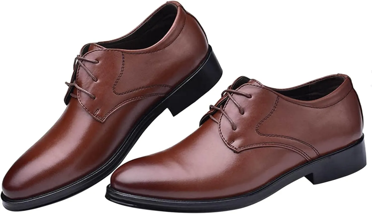 Casual Plain Toe Oxfords Shoes Men Comfortable Business Formal Shoes Mens Dating Oxfords Arch Support Walking Derby Shoe Lace up Matte Leather Dress Shoe Low Heel Office Footwear Men