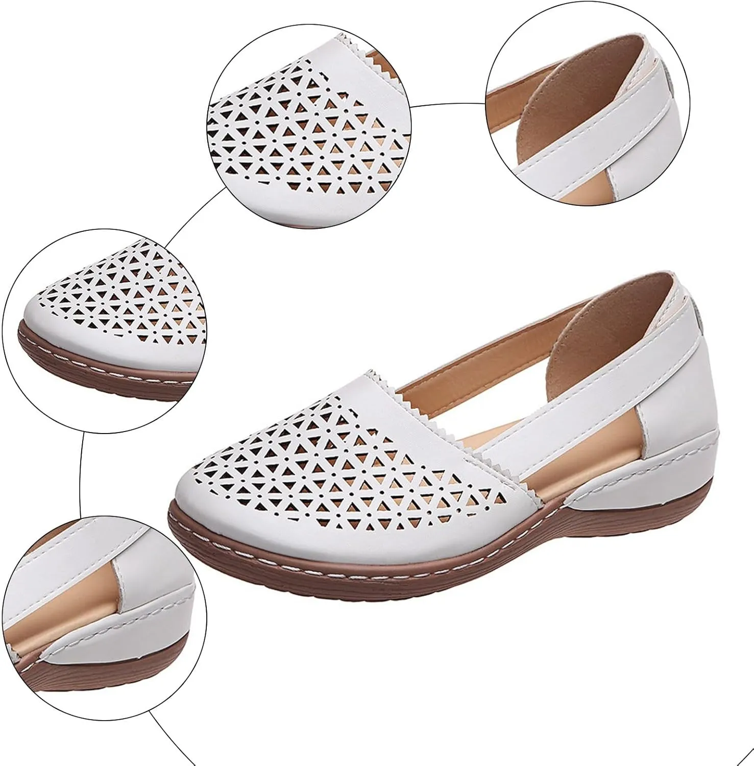 Casual Sandal Women's Closed Toe Flat Shoes Fashionable Casual Hollow Outer Wear Light Breathable Shoes