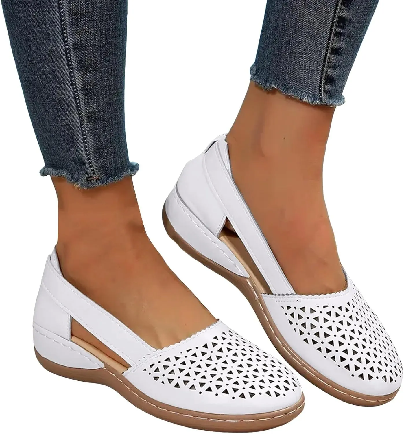 Casual Sandal Women's Closed Toe Flat Shoes Fashionable Casual Hollow Outer Wear Light Breathable Shoes