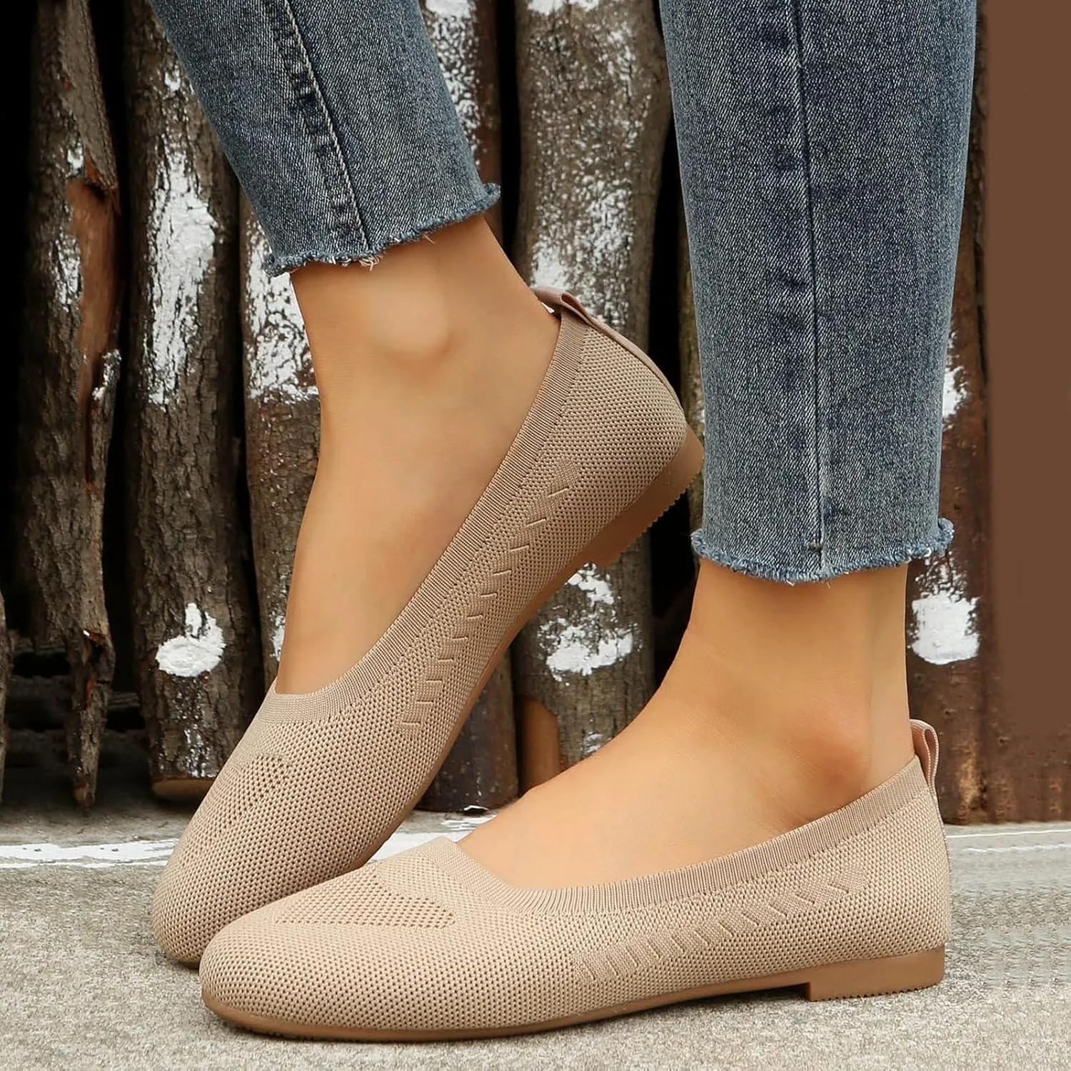 Casual Shoes Flat Women's Dress Flat Ballet Low Comfort Soft Flats for Women Pointed Toe Knit Ballet Ladies Fashion Solid Flats