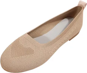 Casual Shoes Flat Women's Dress Flat Ballet Low Comfort Soft Flats for Women Pointed Toe Knit Ballet Ladies Fashion Solid Flats