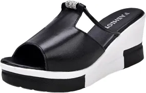 Casual Slip on Summer Shoes Summer Wedge Thick Platform Women Sandals Slip On Versatile Casual High Heel Women Sandals
