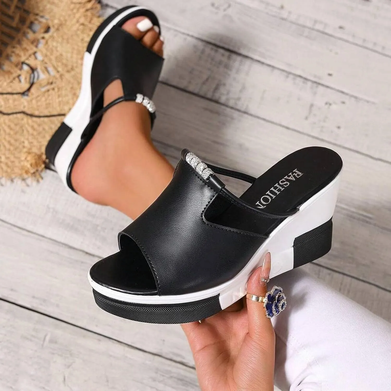 Casual Slip on Summer Shoes Summer Wedge Thick Platform Women Sandals Slip On Versatile Casual High Heel Women Sandals