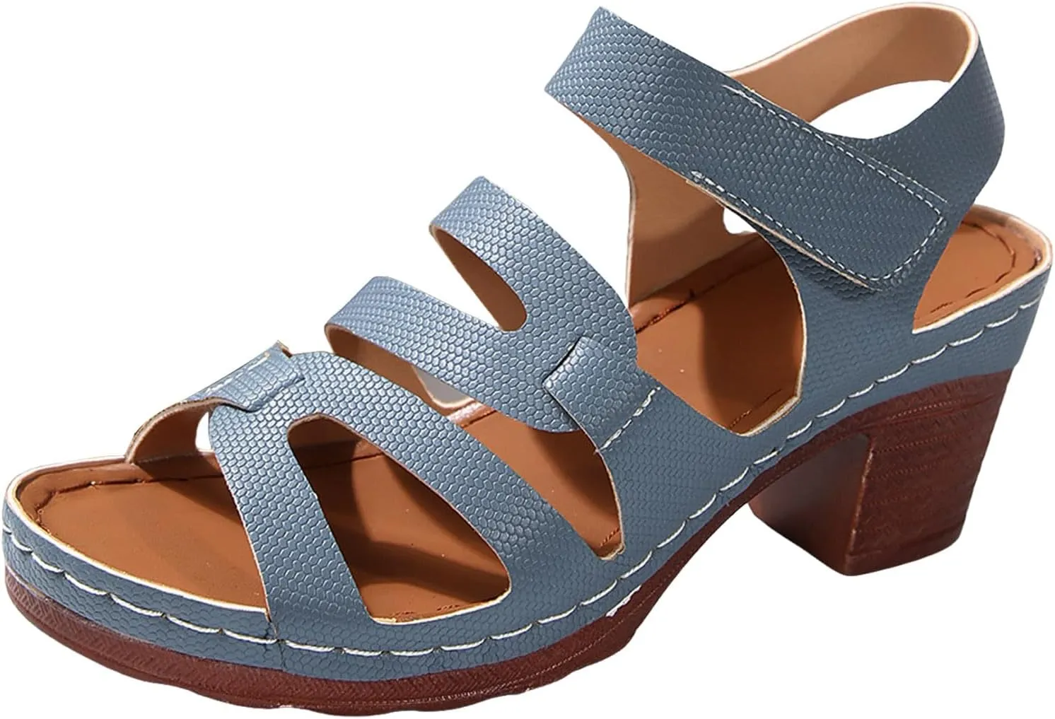 Casual Slip on Summer Shoes Thick Heel Hollow Fish Mouth Women's Shoes Medium And High Heel Fashionable Casual Sandals