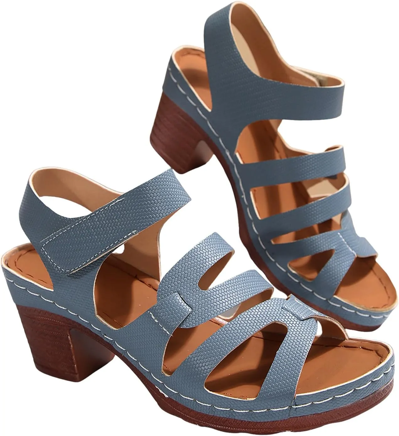 Casual Slip on Summer Shoes Thick Heel Hollow Fish Mouth Women's Shoes Medium And High Heel Fashionable Casual Sandals