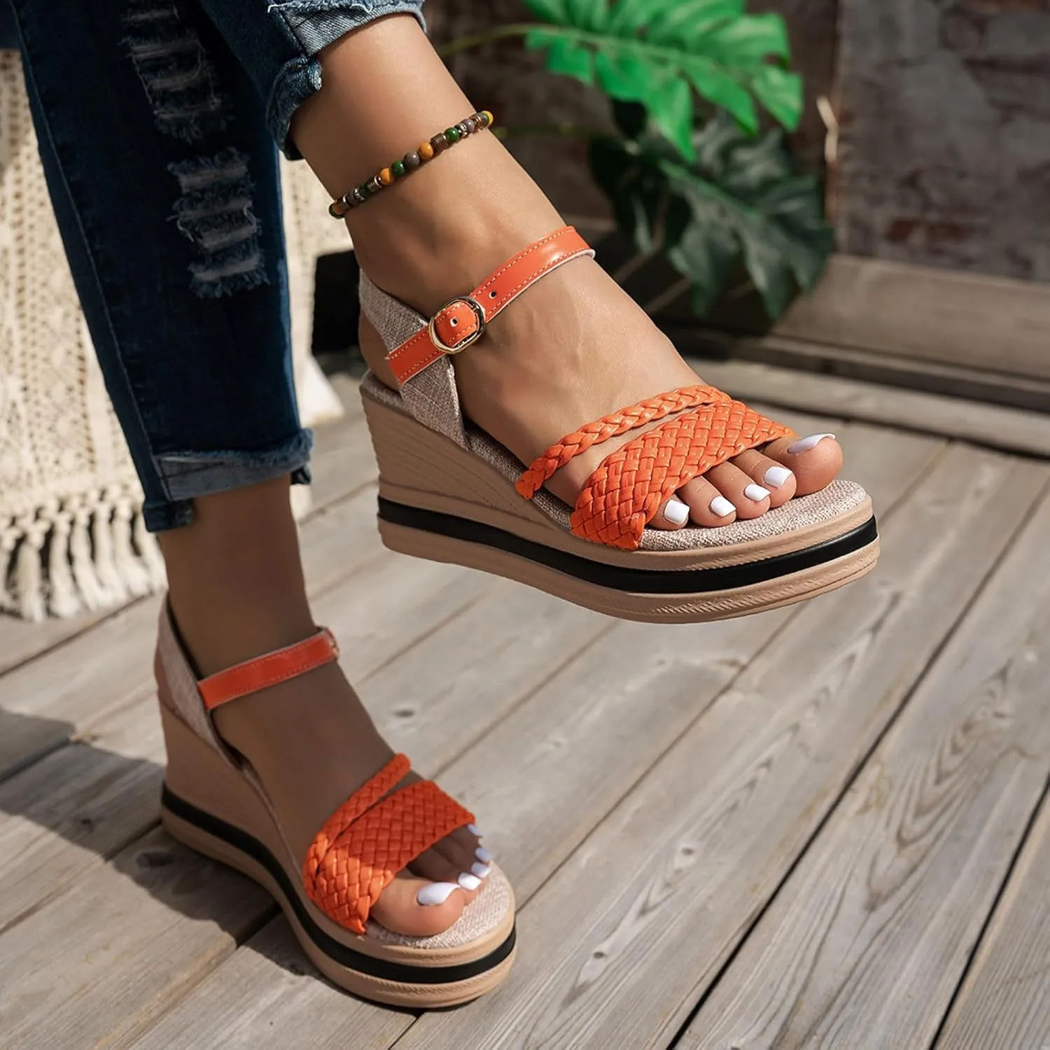 Casual Wedge Sandals One Word Strap Wedge Heel Sandals For Women Ultra Light Casual Comfortable And Versatile