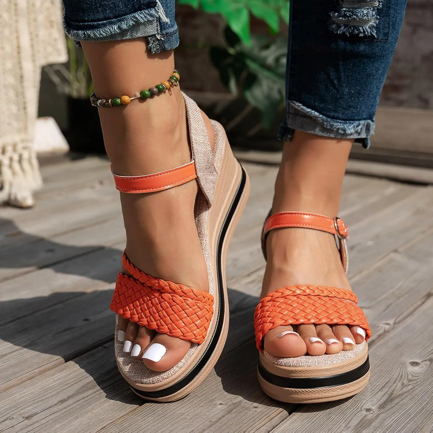 Casual Wedge Sandals One Word Strap Wedge Heel Sandals For Women Ultra Light Casual Comfortable And Versatile