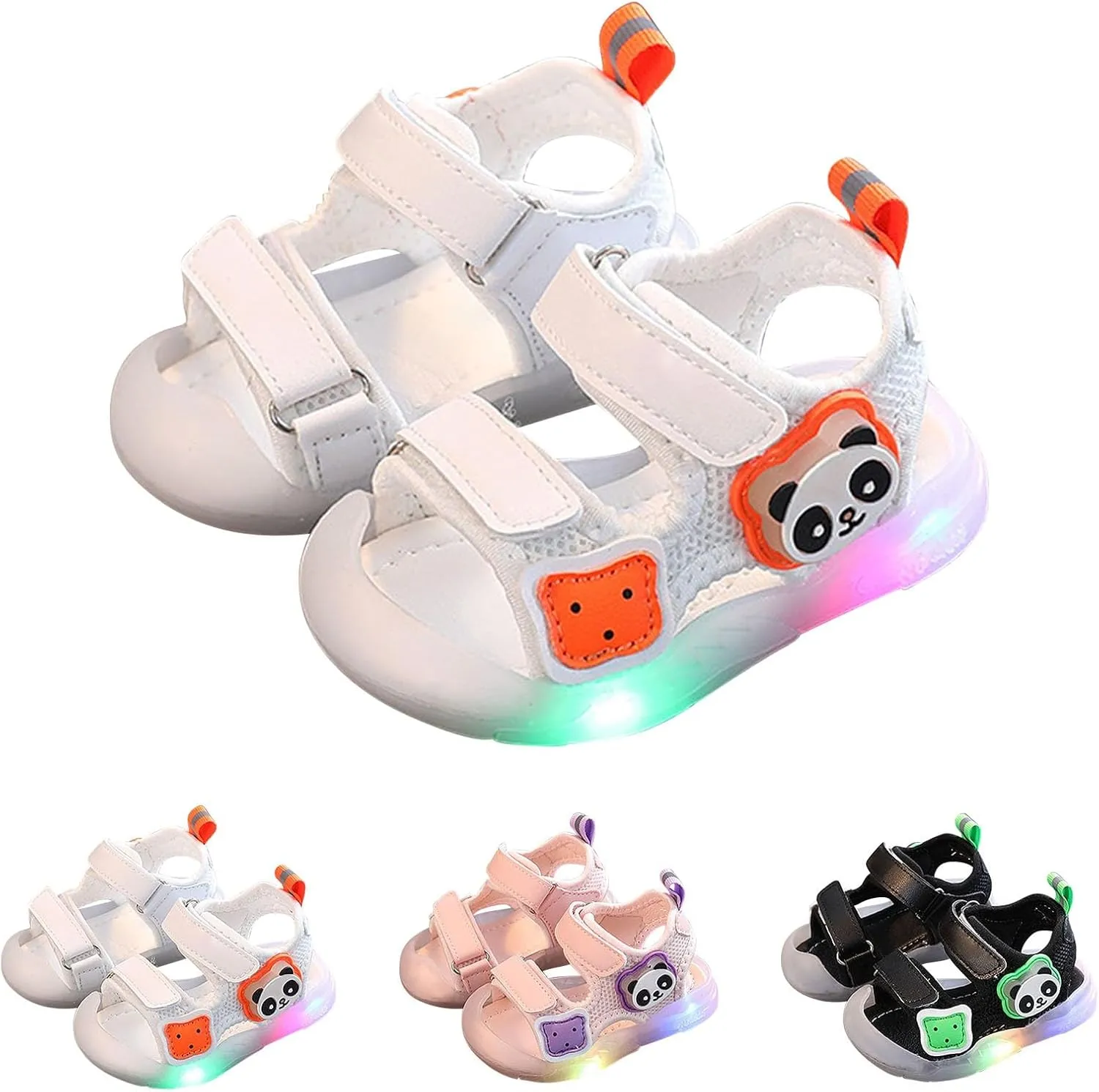 Children Light Up Shoes LED Light Up Water Shoes Non-slip Adjustable Strap Baby Sandals Lightweight Soft Sole Shoes