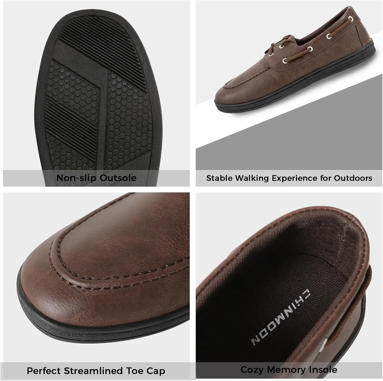 CHINMOON Men's Penny Loafers Slip-Ons Casual Boat Driving Walking Shoes Waterproof PU Footwear