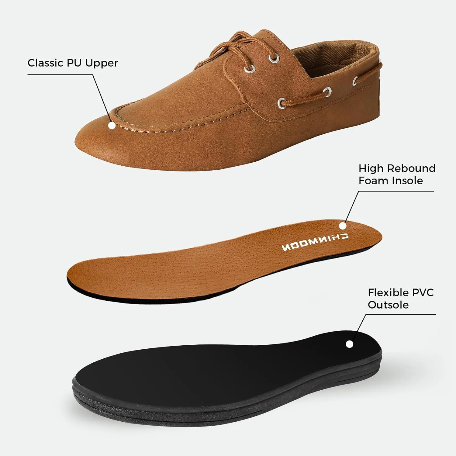 CHINMOON Men's Penny Loafers Slip-Ons Casual Boat Driving Walking Shoes Waterproof PU Footwear