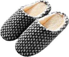 Christmas Slippers for Men Comfort Fluffy Fuzzy Slip-on House Slippers Open Toe Cross Band Indoor Outdoor Non-Slip