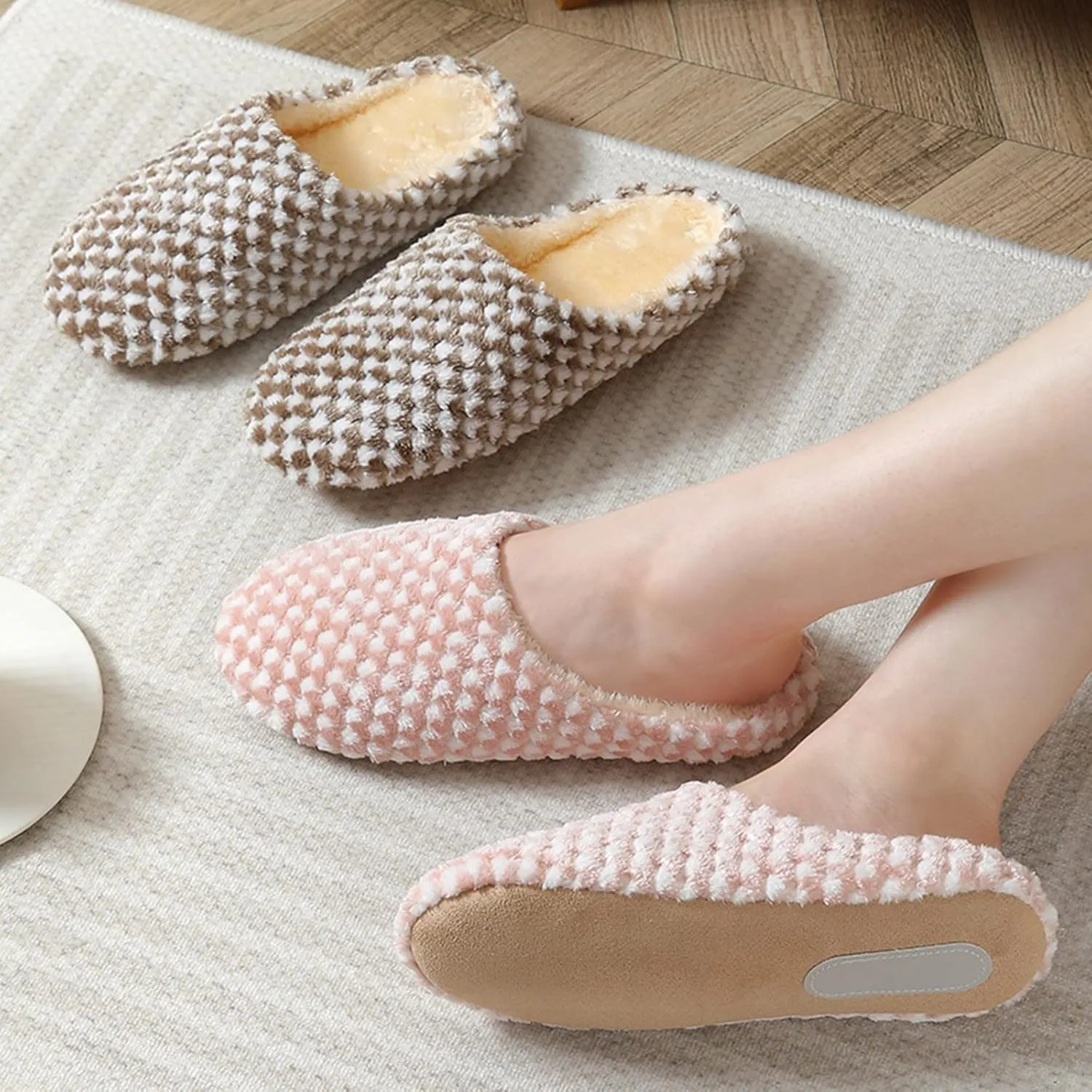 Christmas Slippers for Men Comfort Fluffy Fuzzy Slip-on House Slippers Open Toe Cross Band Indoor Outdoor Non-Slip