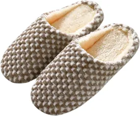 Christmas Slippers for Men Comfort Fluffy Fuzzy Slip-on House Slippers Open Toe Cross Band Indoor Outdoor Non-Slip