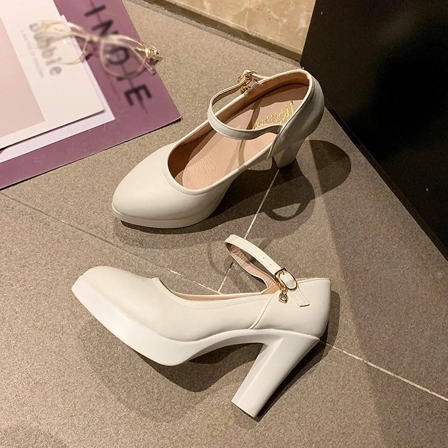 Chunky Heels Pump Women's Lace Up Heeled Sandals Gold Shoes Women's High Heels Ankle Strap Stilettos Sandals