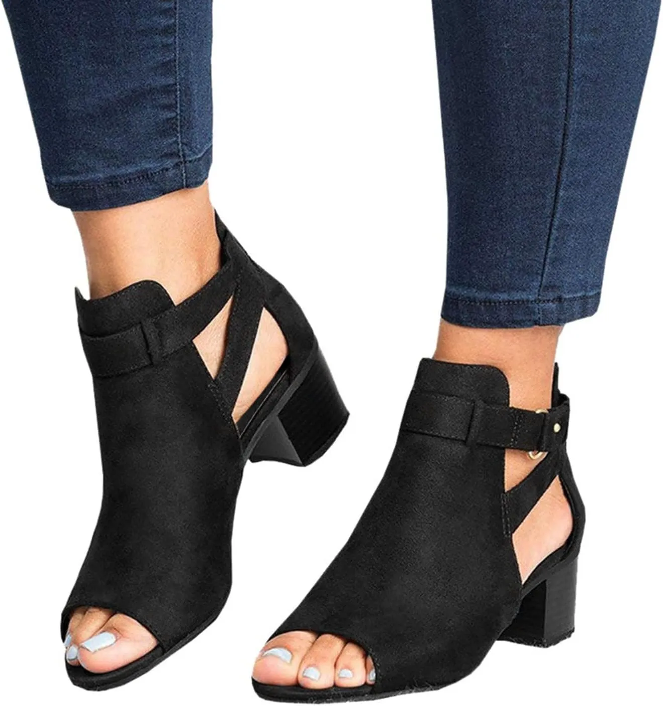 Chunky Heels Women's Open Toe Ankle Strap Chunky Heels Sandals for Women Women's Chunk Low Heel Pump Sandals