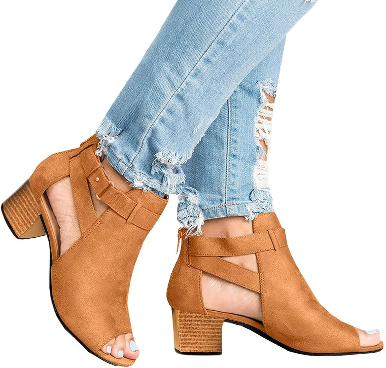 Chunky Heels Women's Open Toe Ankle Strap Chunky Heels Sandals for Women Women's Chunk Low Heel Pump Sandals