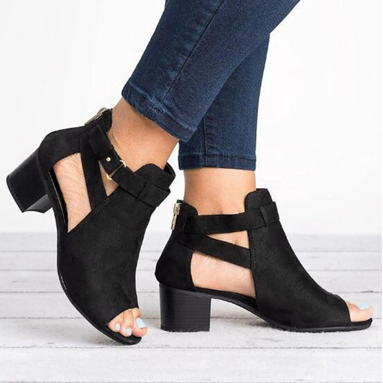 Chunky Heels Women's Open Toe Ankle Strap Chunky Heels Sandals for Women Women's Chunk Low Heel Pump Sandals