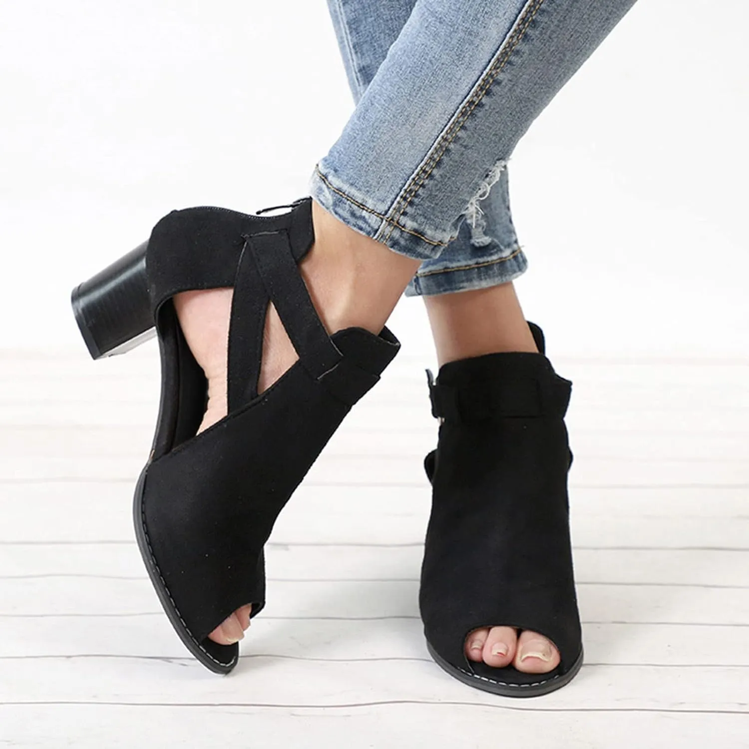 Chunky Heels Women's Open Toe Ankle Strap Chunky Heels Sandals for Women Women's Chunk Low Heel Pump Sandals