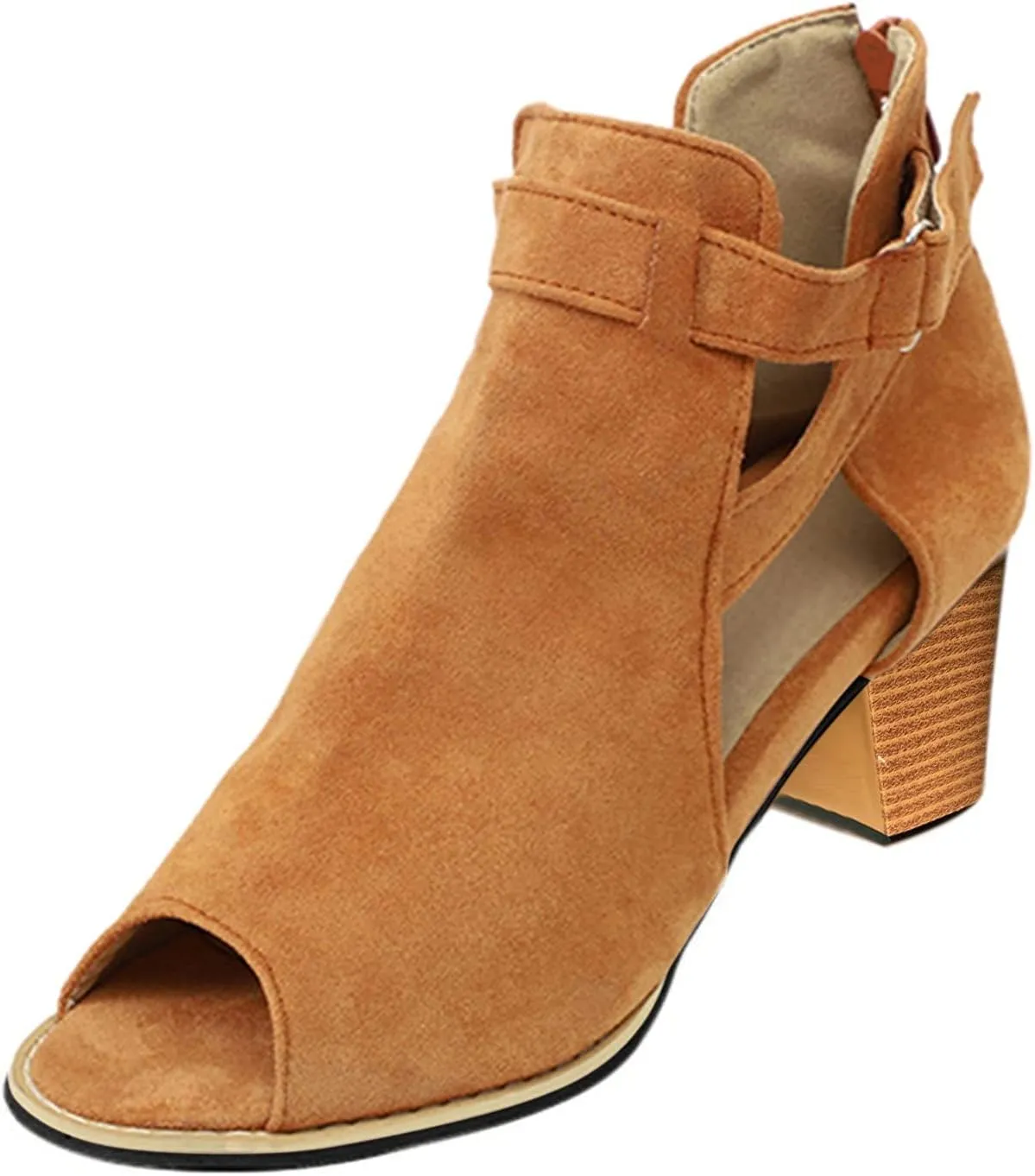 Chunky Heels Women's Open Toe Ankle Strap Chunky Heels Sandals for Women Women's Chunk Low Heel Pump Sandals