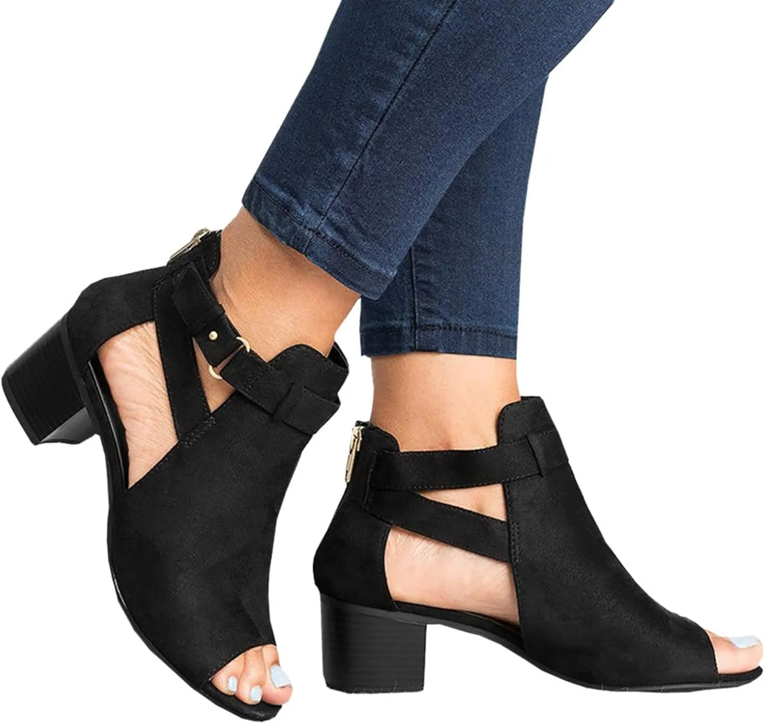 Chunky Heels Women's Open Toe Ankle Strap Chunky Heels Sandals for Women Women's Chunk Low Heel Pump Sandals