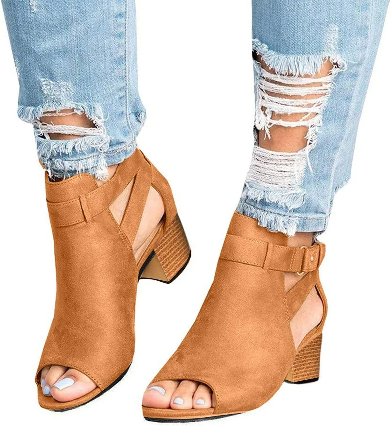 Chunky Heels Women's Open Toe Ankle Strap Chunky Heels Sandals for Women Women's Chunk Low Heel Pump Sandals