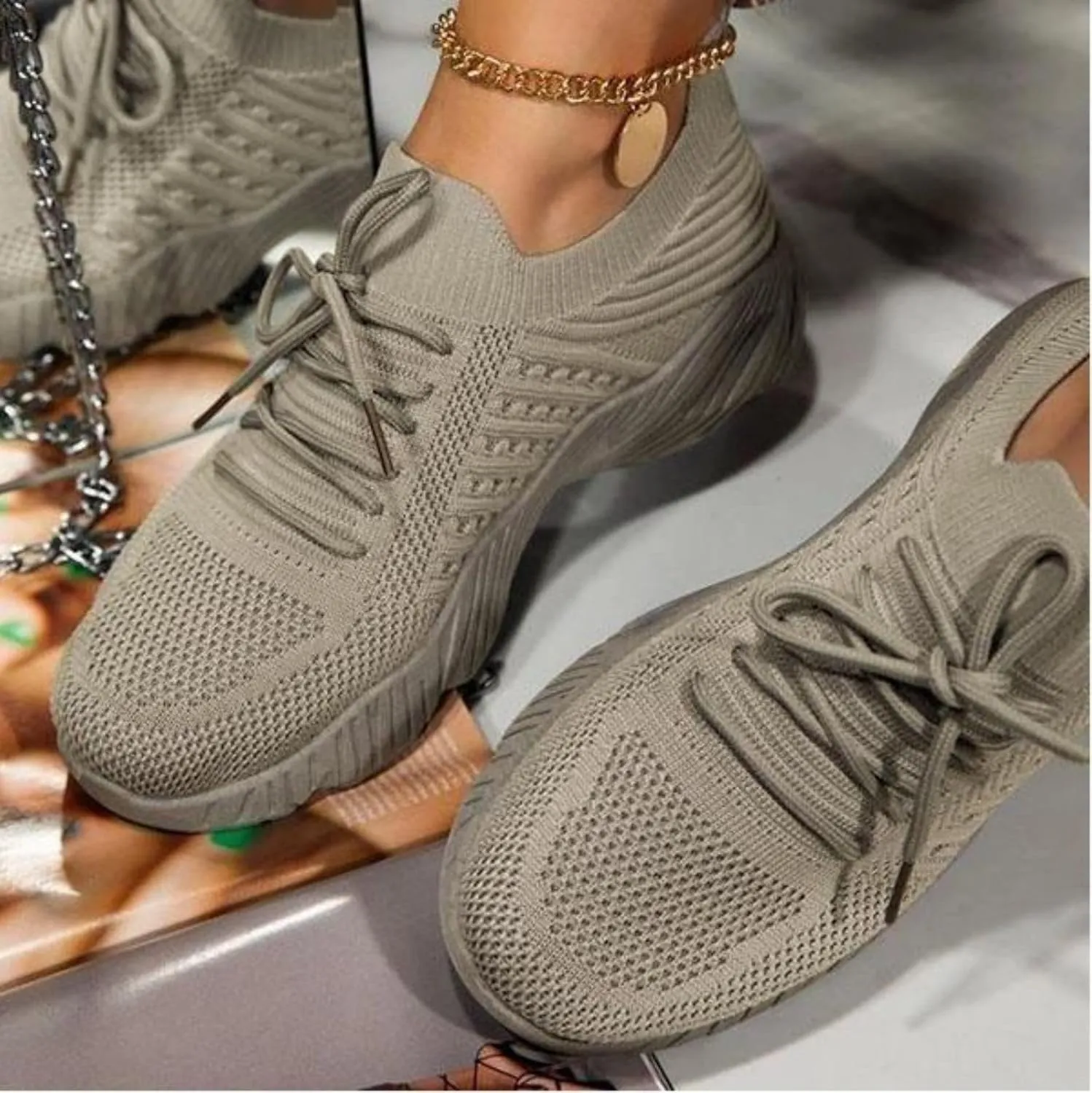 Chunky Sneakers for Women Comfortable Tennis Running Fashion Shoes Breathable Mesh Slip On Walking Shoes Lightweight Wedge Workout Sport Work Casual Sneakers Platform Loafers