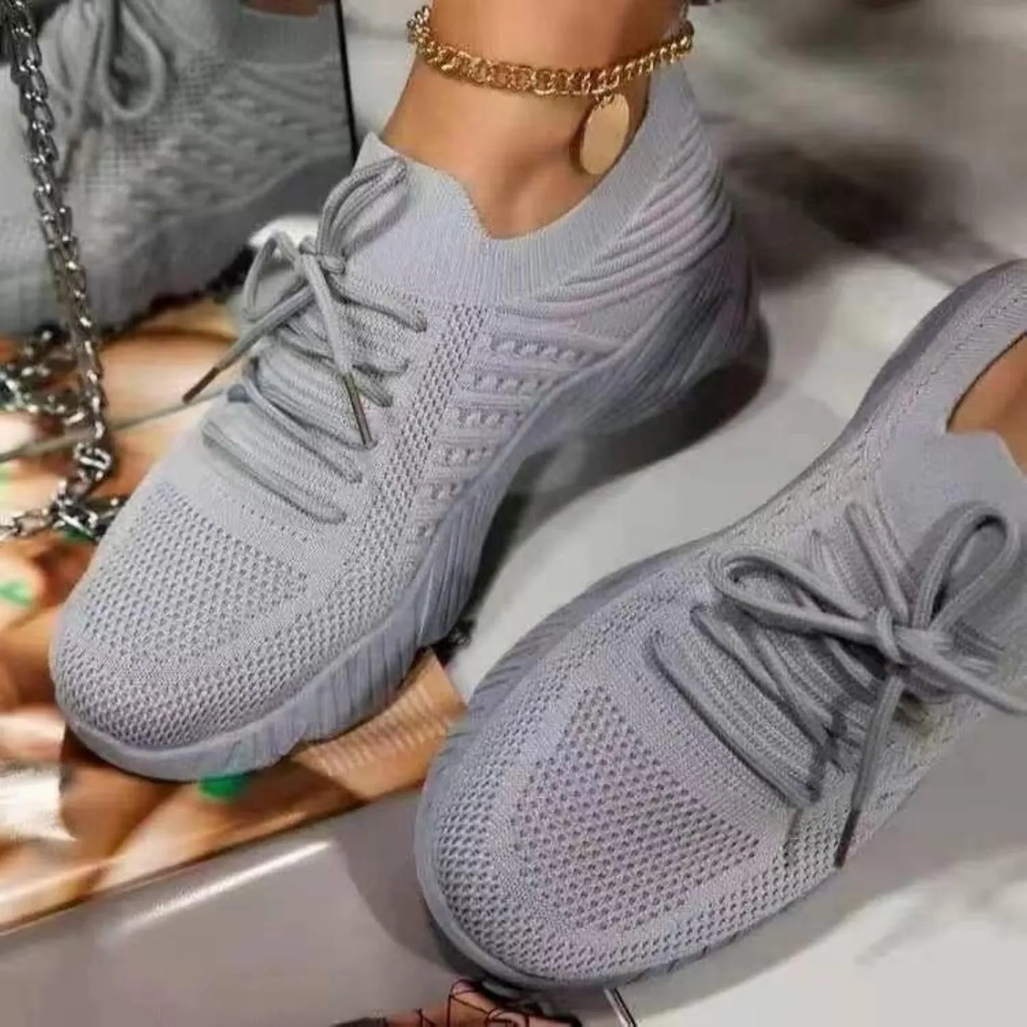 Chunky Sneakers for Women Comfortable Tennis Running Fashion Shoes Breathable Mesh Slip On Walking Shoes Lightweight Wedge Workout Sport Work Casual Sneakers Platform Loafers