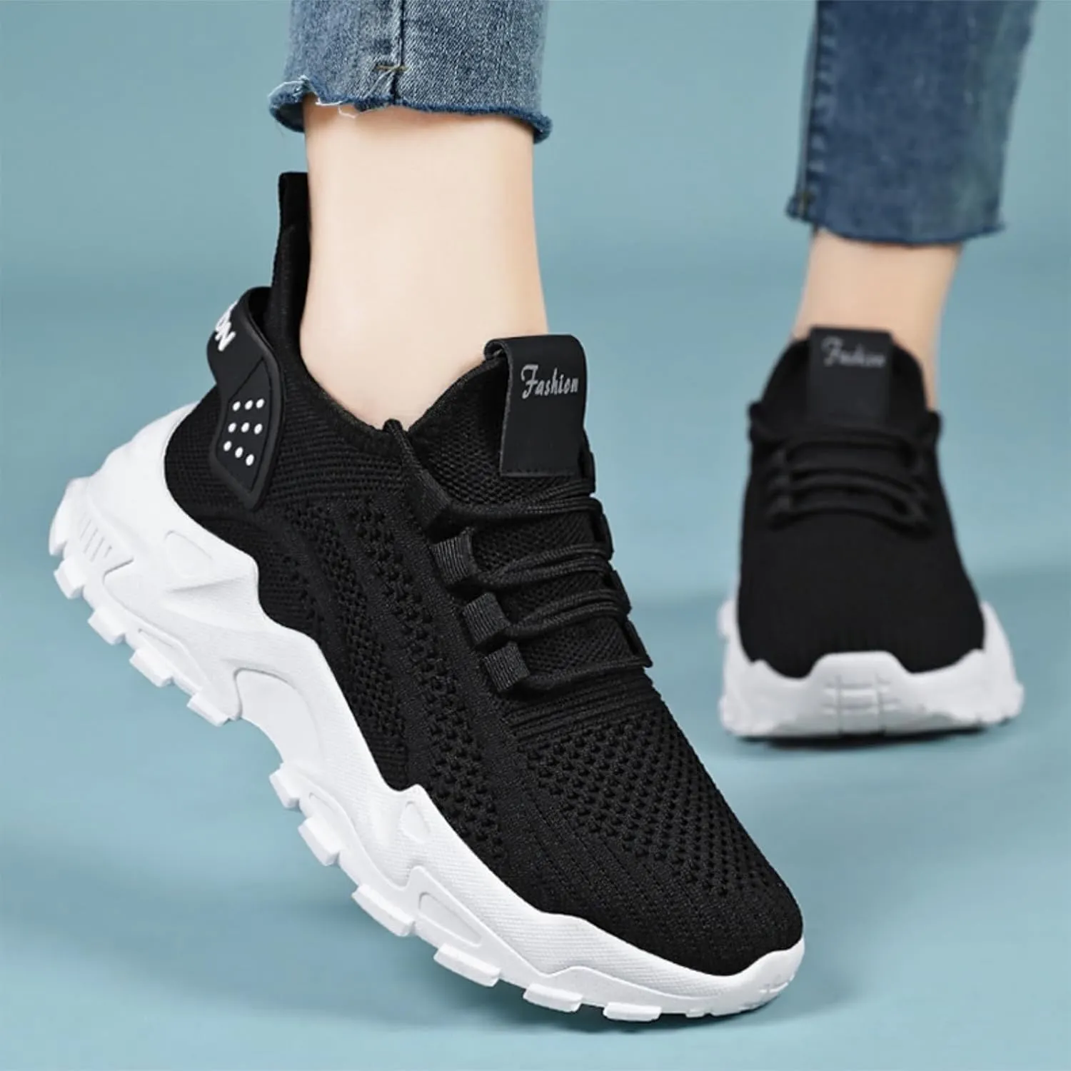 Chunky Sneakers for Women Lightweight Slip On Sneakers Comfortable Workout Sport Work Casual Tennis Shoes Fashion Breathable Soft Sole Arch Support Non-Slip Shoes