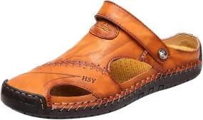Comfort Leather Sandals Men Outdoor Summer Casual Thick Cushion Beach Water Fisherman Close Toe Sandal For Men