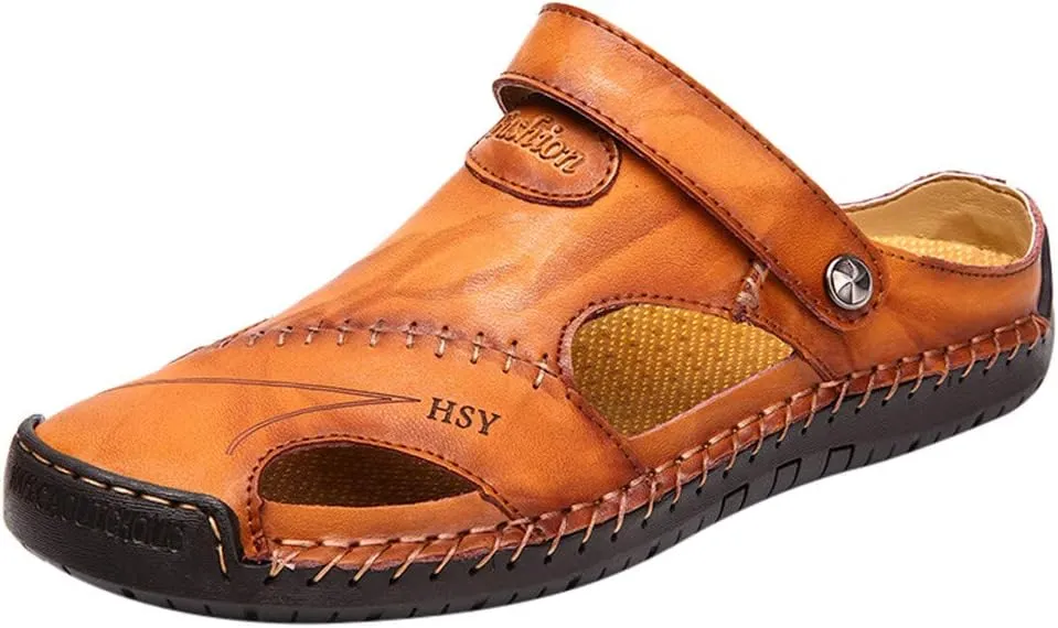 Comfort Leather Sandals Men Outdoor Summer Casual Thick Cushion Beach Water Fisherman Close Toe Sandal For Men