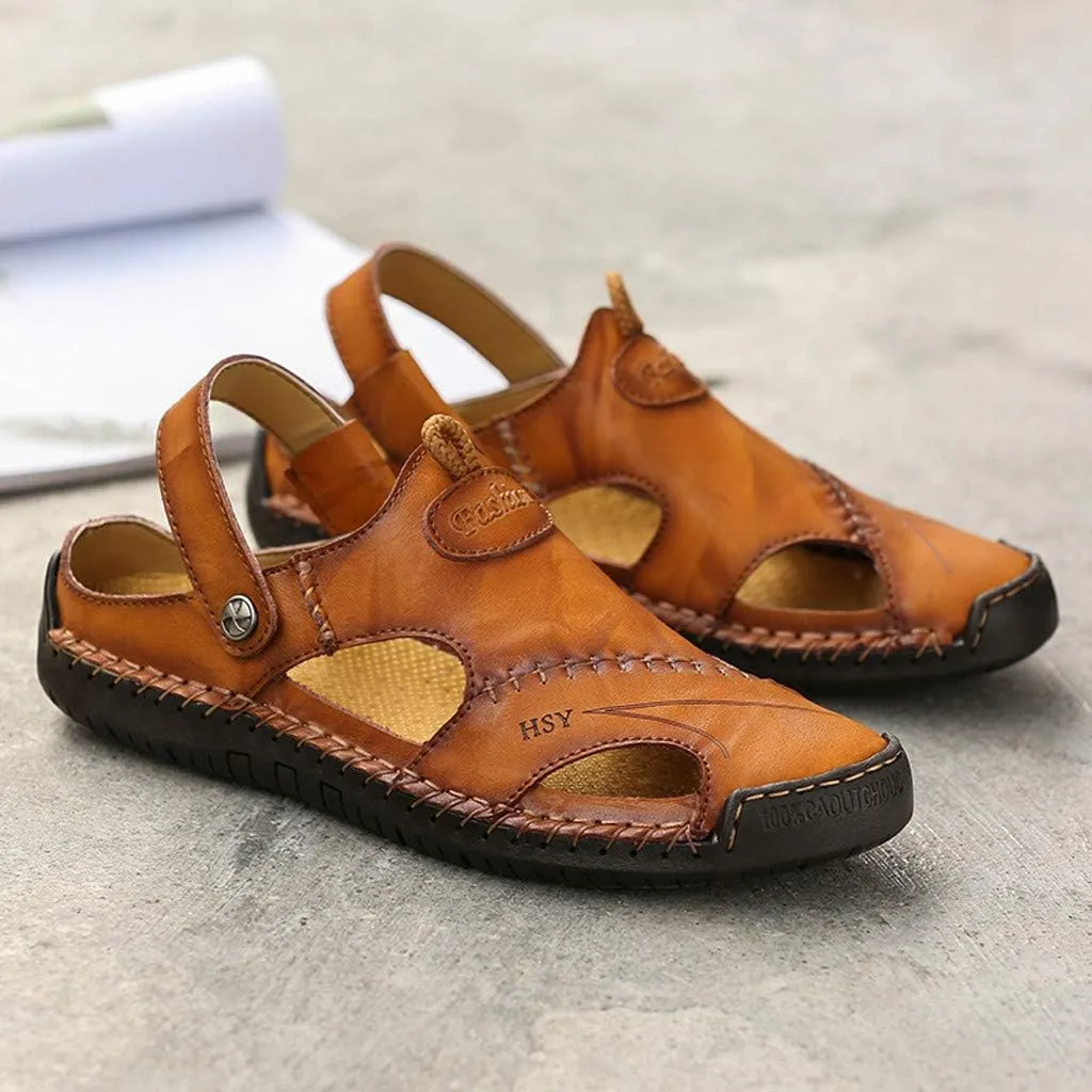 Comfort Leather Sandals Men Outdoor Summer Casual Thick Cushion Beach Water Fisherman Close Toe Sandal For Men