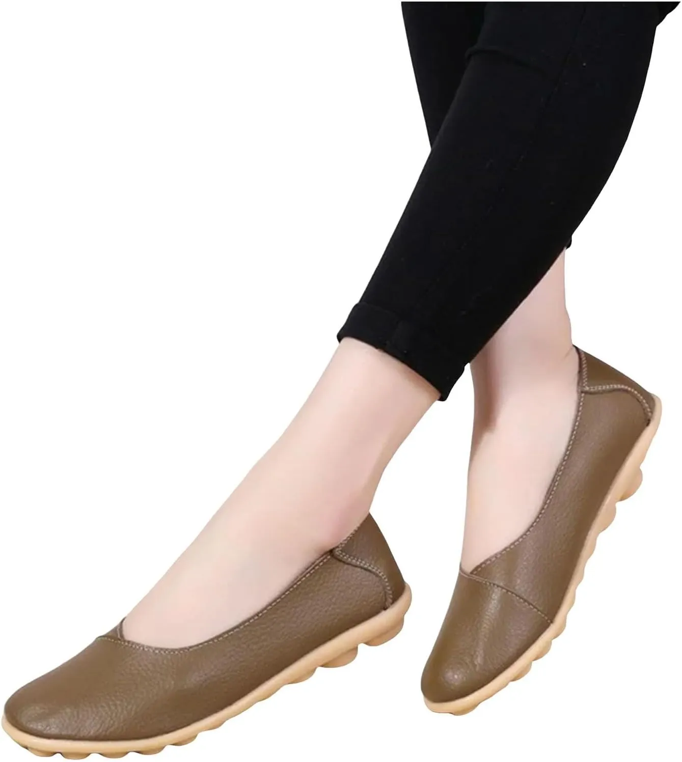 Comfortable Leather Shoes for Women Solid Non Slip Women's Flat Shoes Soft Walking Driving Casual Cool for Women
