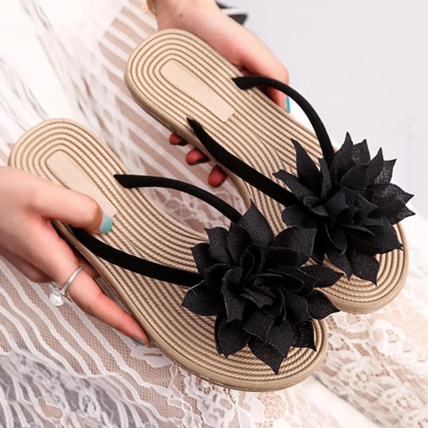 Comfortable Slide Sandals Slippers Sandals Shoes Summer And Fashion Flat Flowers Beach Slippers Women Women's slipper
