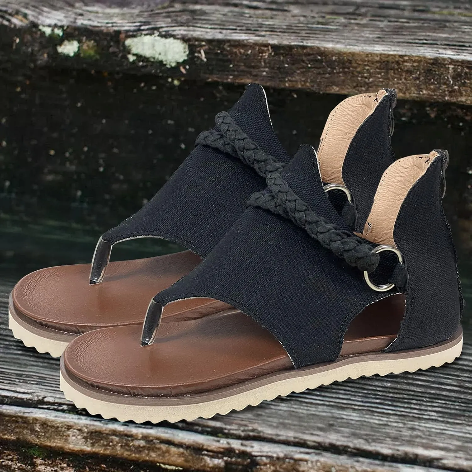 Comfortable Slip on Slide Sandals for Women Open Toes Ankle Strap Cool Shoes Soft Soled Sandals for Women