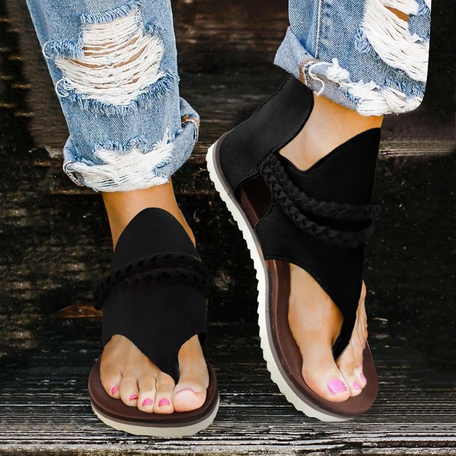 Comfortable Slip on Slide Sandals for Women Open Toes Ankle Strap Cool Shoes Soft Soled Sandals for Women