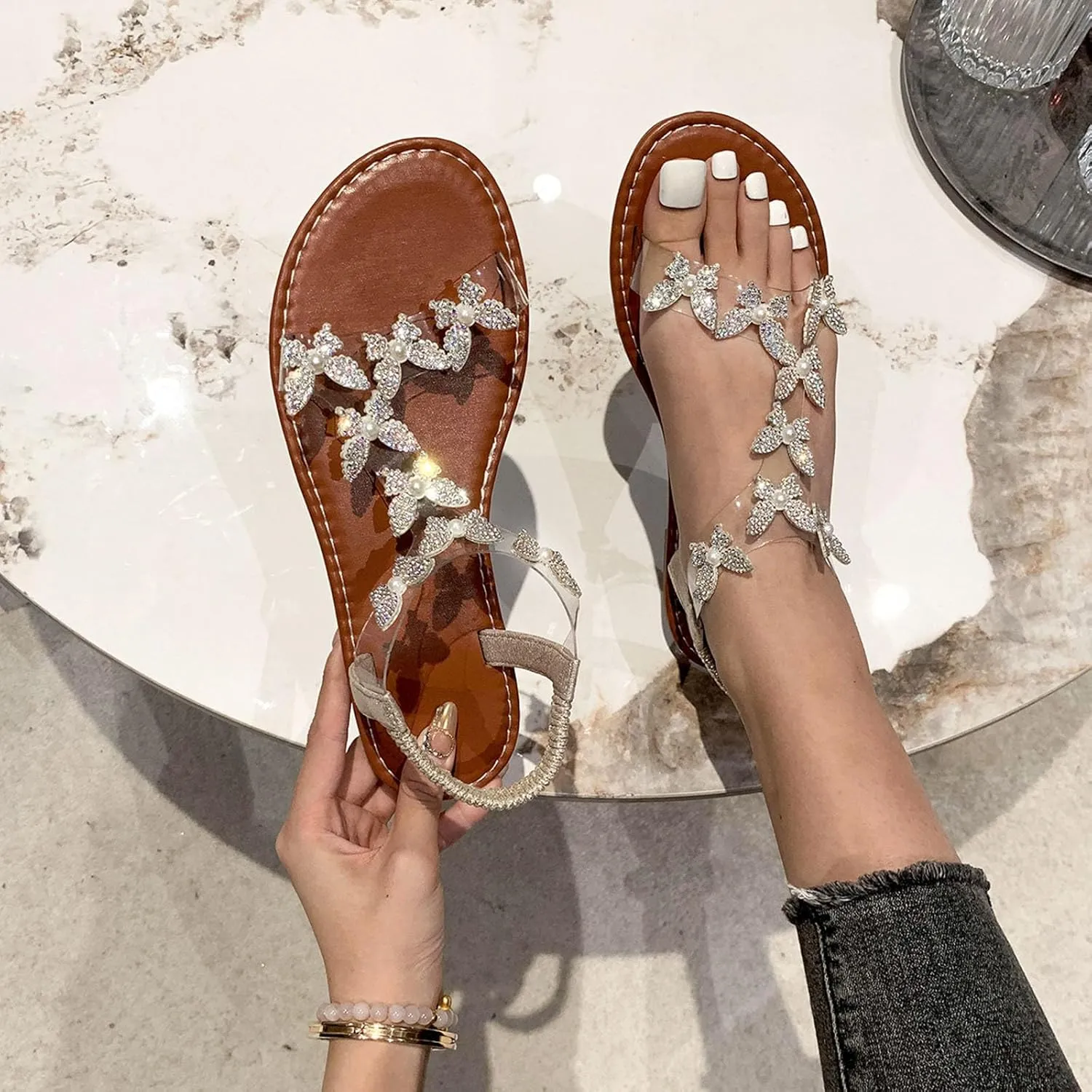 Comfortable Slip on Slide Sandals for Women Splicing Soft Sole Breathable Shoes Comfortable Walking Sandals