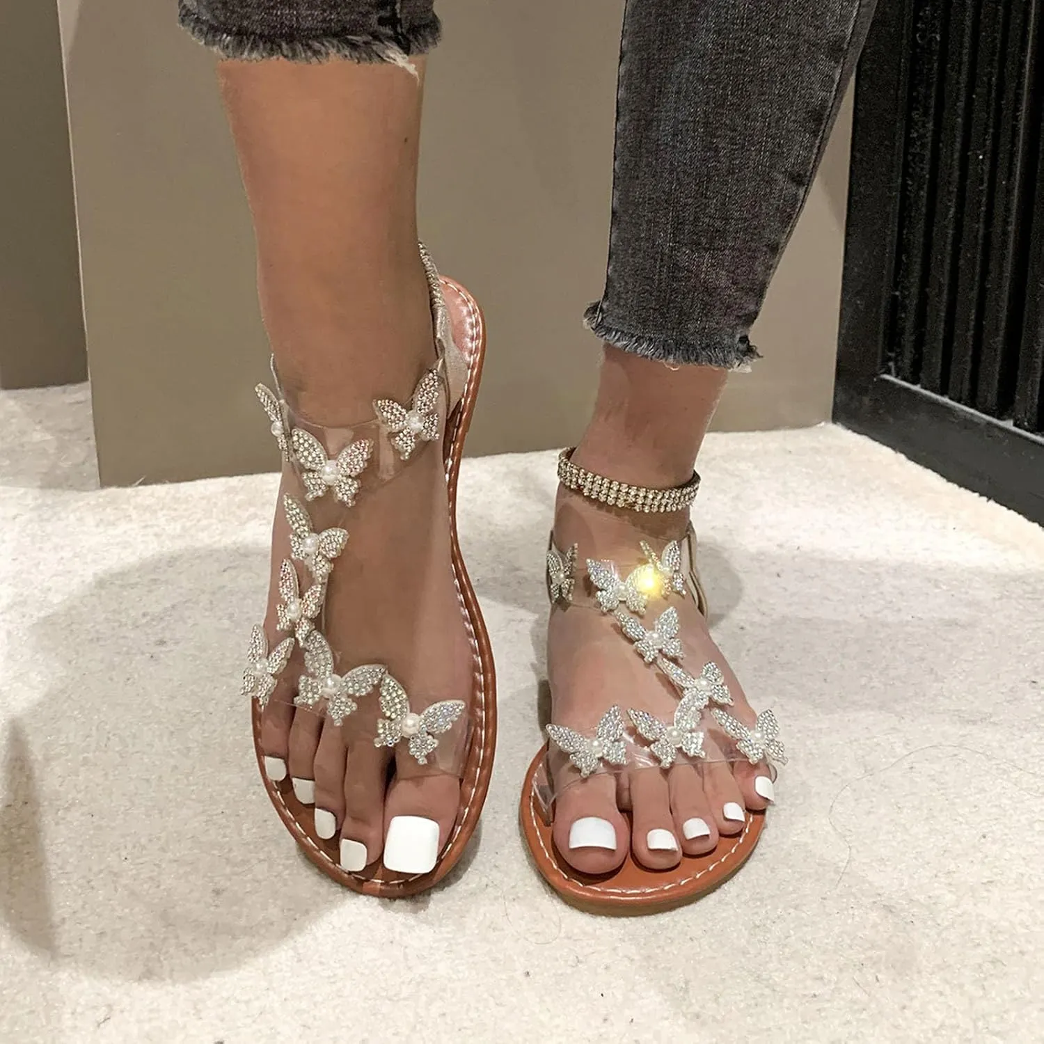 Comfortable Slip on Slide Sandals for Women Splicing Soft Sole Breathable Shoes Comfortable Walking Sandals