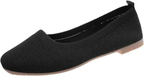 Comfortable Womens Dress Shoes Pointed Toe Knit Ballet Comfortable Dressy Slip On Flat Women's Dress Flats Ballet Light Weight