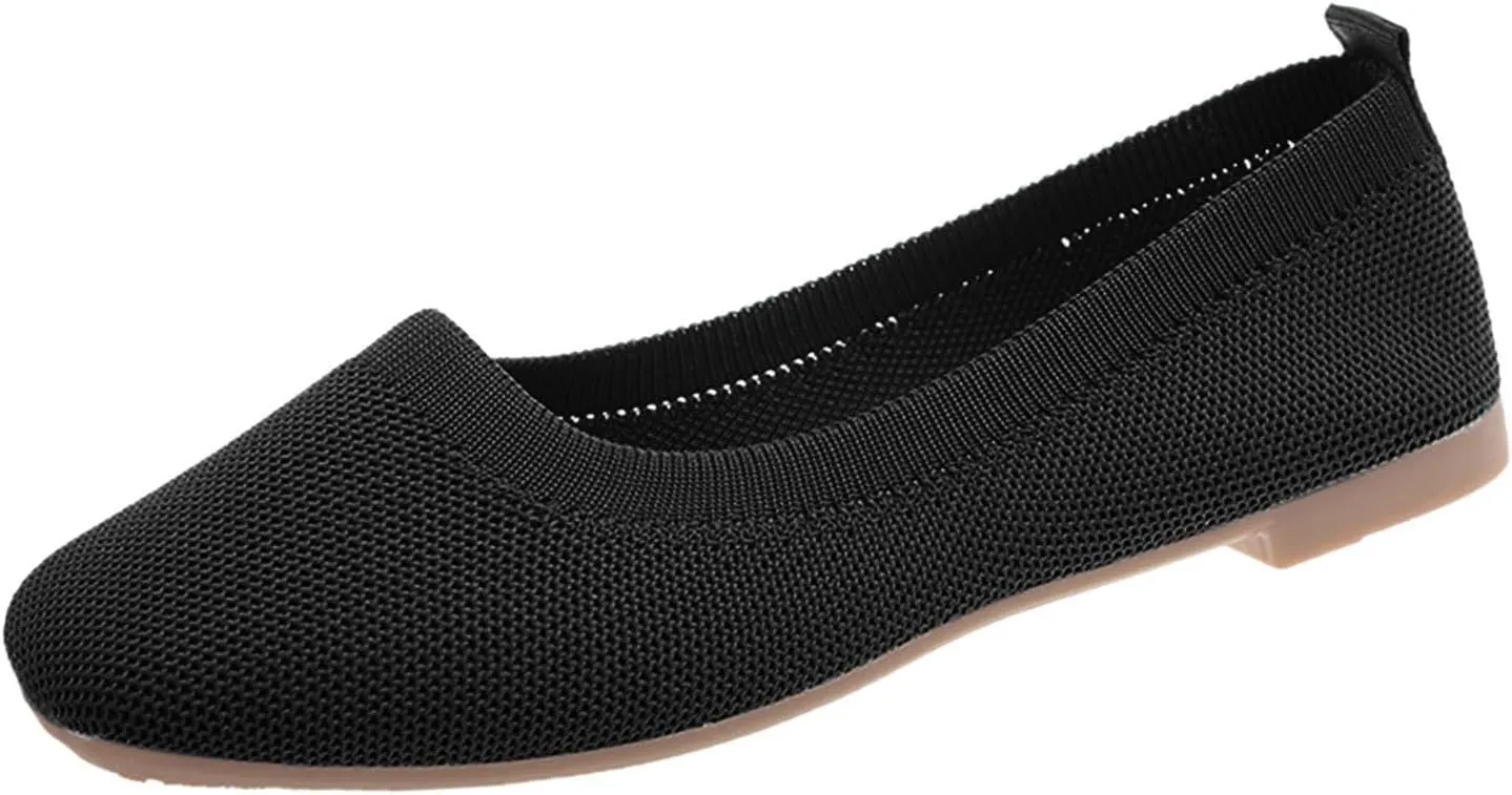 Comfortable Womens Dress Shoes Pointed Toe Knit Ballet Comfortable Dressy Slip On Flat Women's Dress Flats Ballet Light Weight
