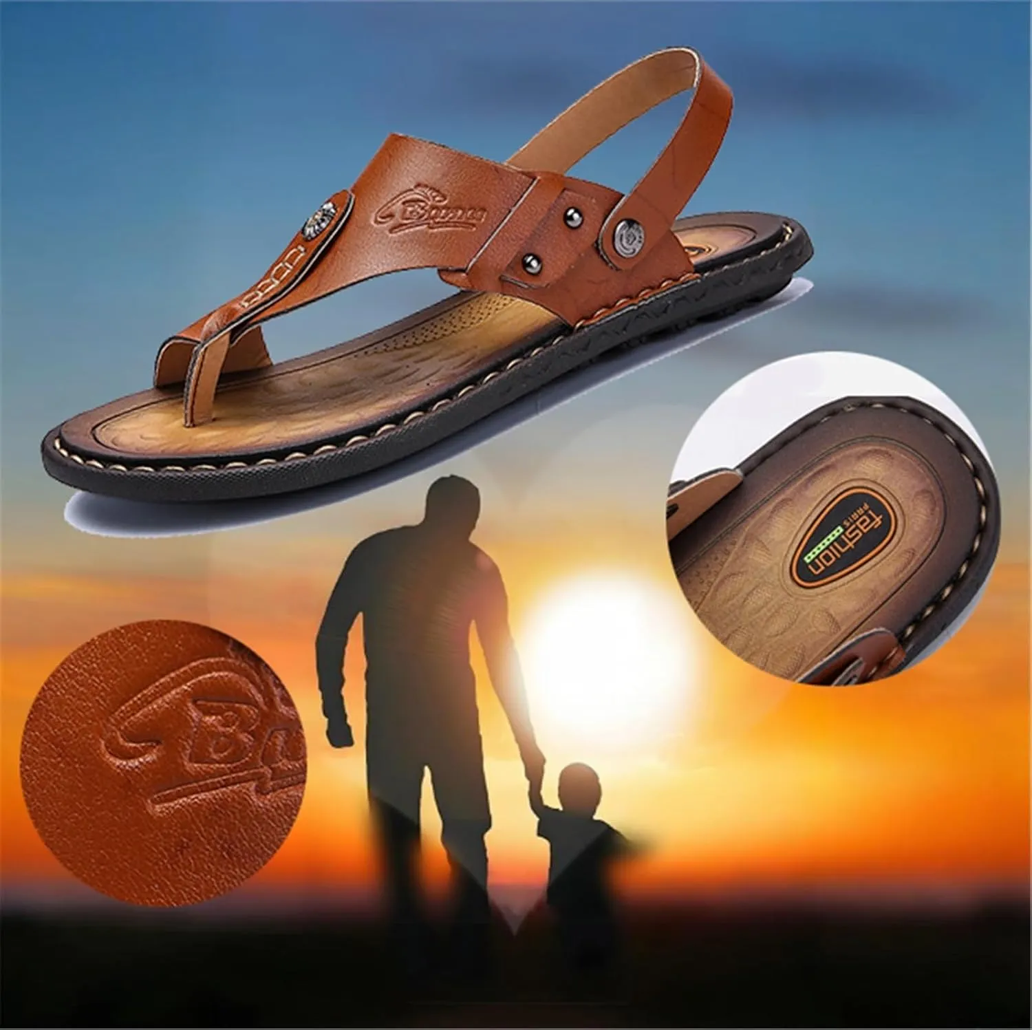Comfy Split Toe Men's Slip-On Sandals Bunion Relief with Arch Support, Stylish Breathable Non-slip Foot Correction Flat Two Uses Sandals, for Dad on Christmas Birthday Fathers Day