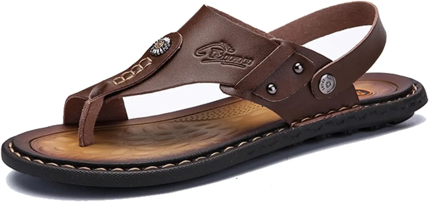 Comfy Split Toe Men's Slip-On Sandals Bunion Relief with Arch Support, Stylish Breathable Non-slip Foot Correction Flat Two Uses Sandals, for Dad on Christmas Birthday Fathers Day
