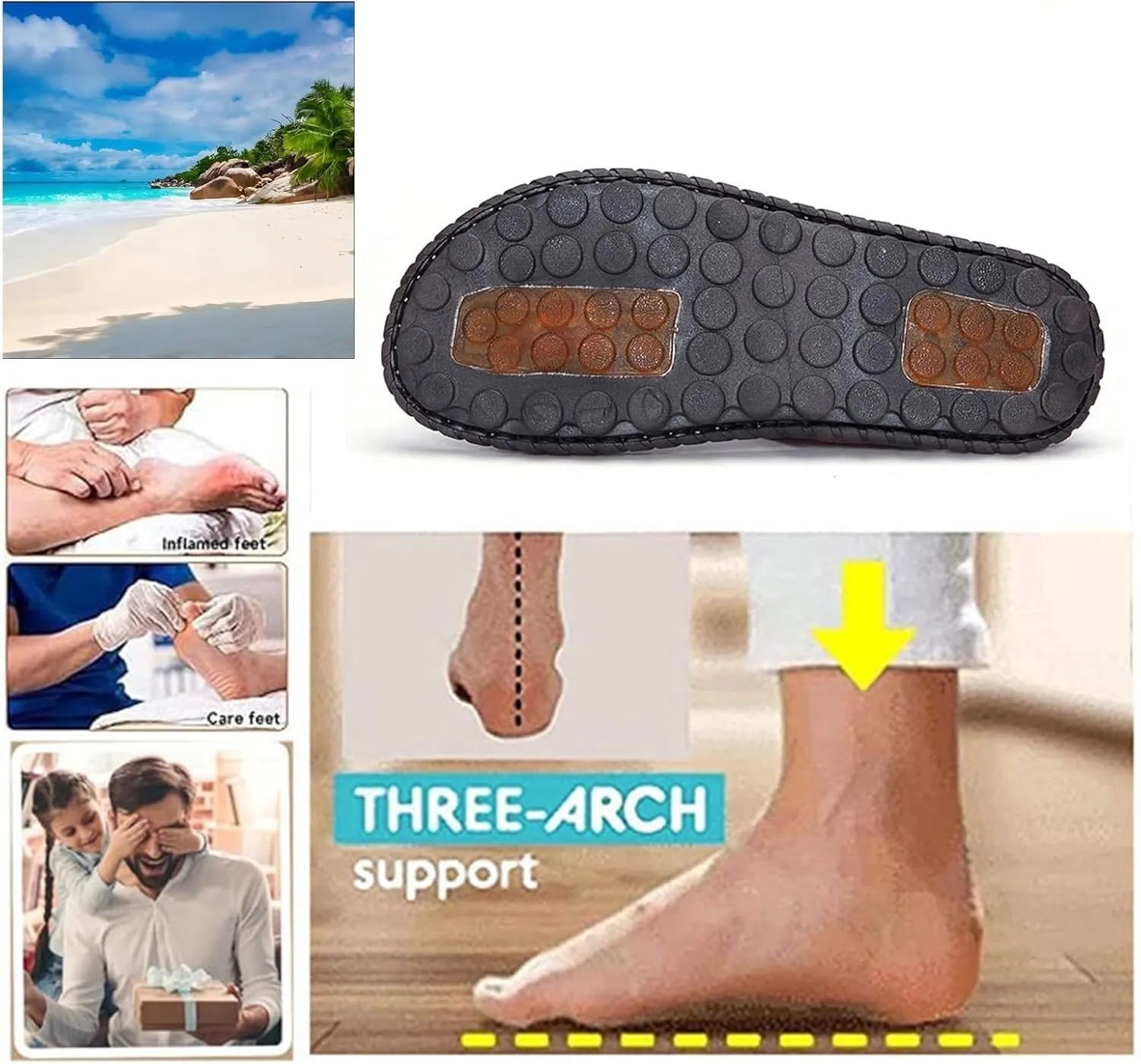 Comfy Split Toe Men's Slip-On Sandals Bunion Relief with Arch Support, Stylish Breathable Non-slip Foot Correction Flat Two Uses Sandals, for Dad on Christmas Birthday Fathers Day