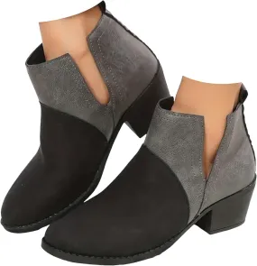Cowboy Boots for Women Western Round Toe Pull On Square Heel Ankle Boots for Women Fashion Ankle Shaft Boot Bootie