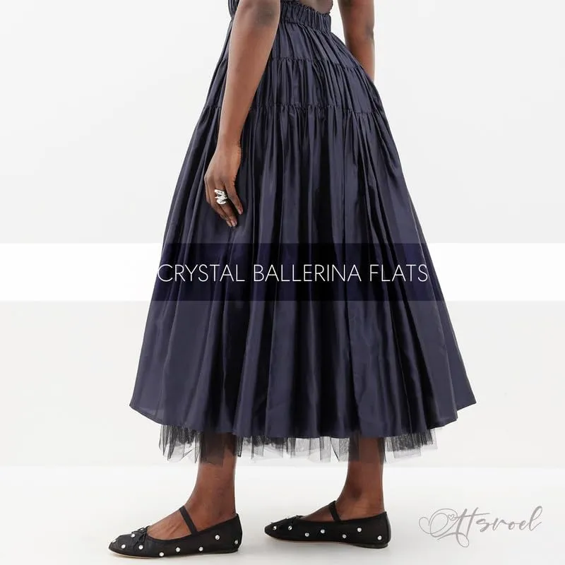 Crystal Ballerina Flats for Woman Rhinestone Mary Jane Flats Bow Ballet Flats Casual Daily Wear Mesh Flats Comfortable Office Flats
