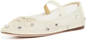 Crystal Ballerina Flats for Woman Rhinestone Mary Jane Flats Bow Ballet Flats Casual Daily Wear Mesh Flats Comfortable Office Flats