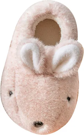 Cute Animal Ear Fuzzy Slippers for Toddler Baby Boys Girls Ankle Cotton Flat Shoes Infant Newborn Warm Cozy Slipper