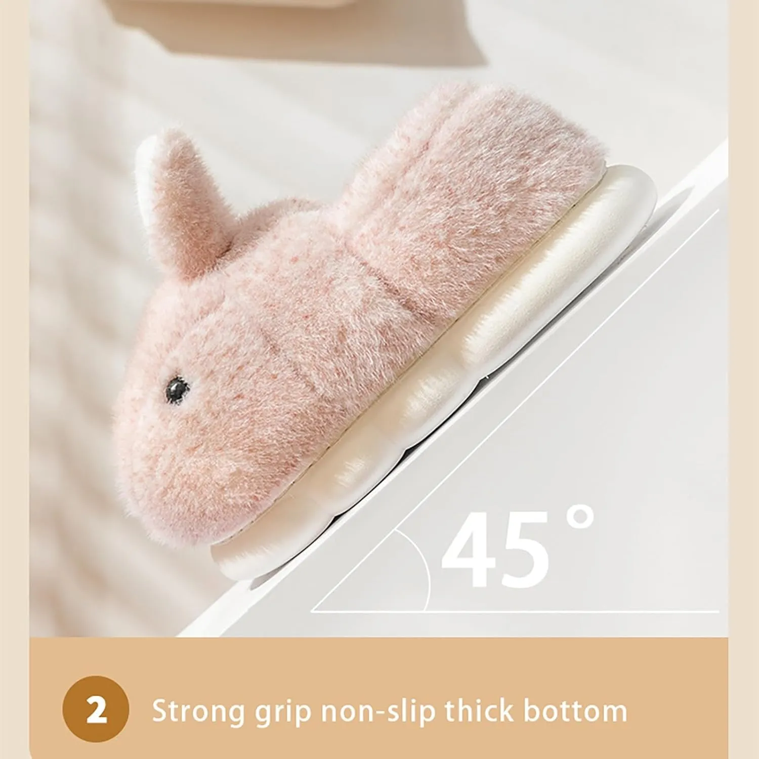 Cute Animal Ear Fuzzy Slippers for Toddler Baby Boys Girls Ankle Cotton Flat Shoes Infant Newborn Warm Cozy Slipper