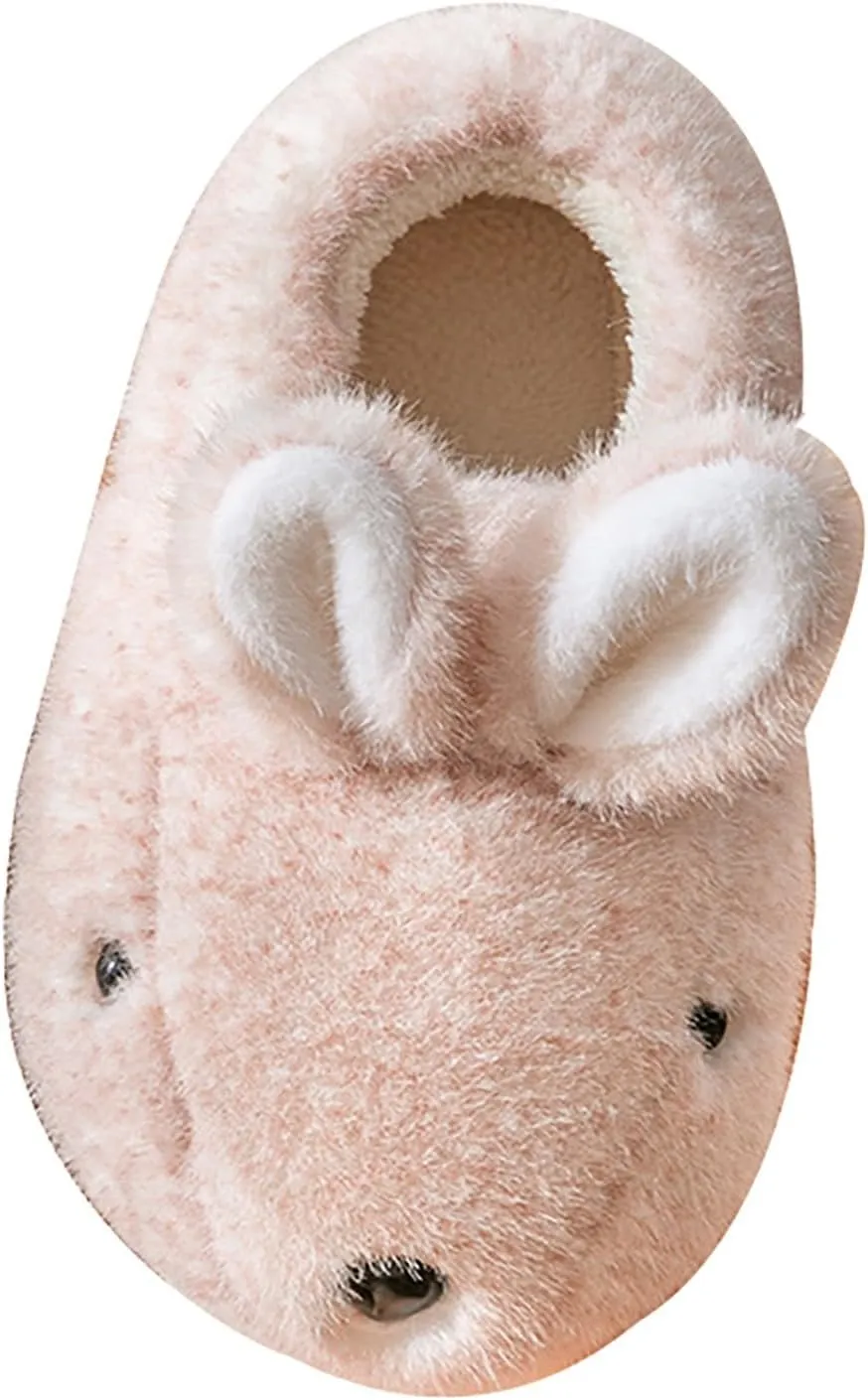Cute Animal Ear Fuzzy Slippers for Toddler Baby Boys Girls Ankle Cotton Flat Shoes Infant Newborn Warm Cozy Slipper