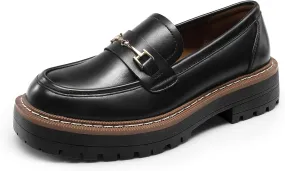 DREAM PAIRS Loafers for Women Platform Chunky Heel Slip On Loafers Business Office Casual Dressy Loafer Shoes